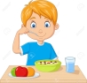 Vector Illustration Of Cartoon Little Boy Having Breakfast Cereals With  Fruits Royalty Free Cliparts, Vectors, And Stock Illustration. Image  137141215.